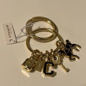 NWT Authentic Coach Icons Mixed Charms Keyring Gold/Black